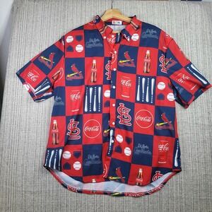 St. Louis Cardinals Shirt Mens‎ XL Red Blue MLB Baseball Coca-Cola Short Sleeve